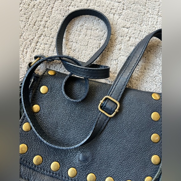 Borse in Pelle Genuine Italian Leather Navy Blue Fringe Boho Crossbody - Picture 4 of 9